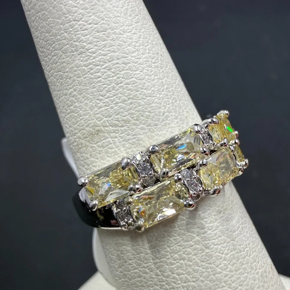 Bomb Party Linked in Love‎ Size 6 Ring Lemon CZ RBP5943 Rhodium Plated
